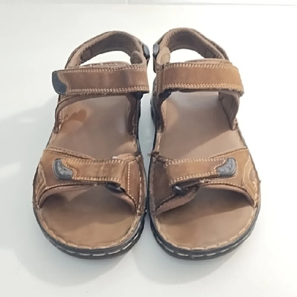 Brown Sandals with Adjustable 3 Velcro Straps - Picture 2 of 13
